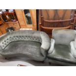 A Victorian Chesterfield parlour three piece suite. Consists of three seater and two single