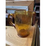 A possible Moser Amber crackle glass water jug. [20cm height]