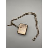 A Heavy Silver Albert Chain together with a E.P Vesta case design with a cigar cutter. [chain weighs