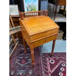 A Beautiful example of a 19th century Mahogany pedestal writing bureau. Designed with turned leg