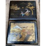 A Lot of two early 20th century Chinese black lacquered and hand painted photo albums. [Both Need