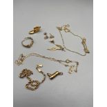 A Quantity of 9ct gold scrap gold, which includes a 9ct gold boot charm, A Pair of 9ct gold