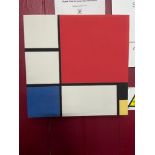 A Contemporary art canvas print titled 'Composition II 1929' after Piet Mondrian. [39x40cm]