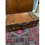 A Really nice example of a vintage brown leather travel case, Designed with metal studs, leather