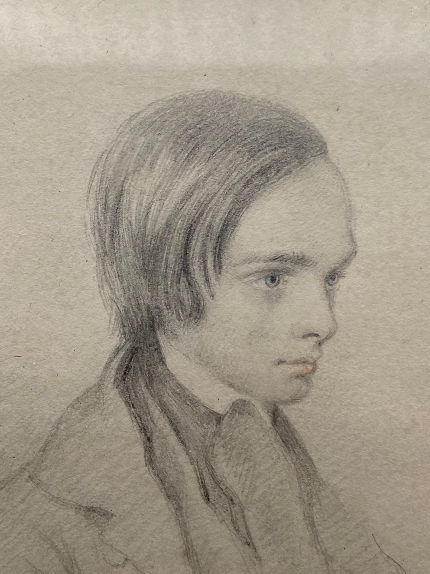 EDWARD TRAIN (BRITISH 1801-1866) Original pencil sketch portrait of William Doubleday second son - Image 2 of 5