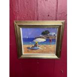 James Orr [Scottish 1931-2019] Original painting on board titled 'The Yellow Hat' Camp De Mar'