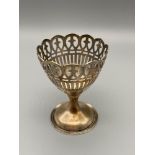 A Sheffield silver pierced egg cup. Maker Levesley Brothers. [6.4cm height]