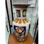 A Large oriental hand painted urn type vase. [64cm height]