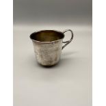 A London silver christening cup engraved with initials E.M.D. London date mark 1932.