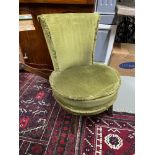 An Art Deco design bedroom chair. Upholstered with original green material.