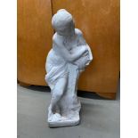 A Large nude lady holding an urn garden ornament. [79cm height]