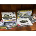 A Quantity of unused Military model kits which includes Fujimi M36 Jackson Tank, Airfix LCVP Landing