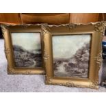 A Pair of Crystoleums after Sidney Pike, depicting highland cows. Fitted within moulded gilt frames.