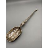 Antique London silver Anointing spoon. Maker Charles Boyton & Son Ltd, Dated 1910. [26cm length] [