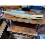 A Large 19th century ivory carved crocodile sculpture. [41cm length]