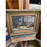 GEORGE RUSSELL GOWANS (1843-1924) Original watercolour titled 'Interior of Barn- with cattle' Signed