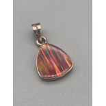 A Vintage Mayan Art 950 silver & Red Mexican Fire Opal stone pendant. Opal measures 1.9x1.6cm at the