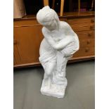A Large nude lady holding an urn garden ornament. [79cm height]