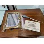 A Vintage Union Assurance Society Limited paper weight, Slate and bronze letter opener and An Art