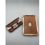 A Victorian London silver and leather note pad with bone pencil. Together with a Birmingham silver