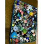 A Quantity of antique glass marbles. Various witches eyes and unusual colouration's.