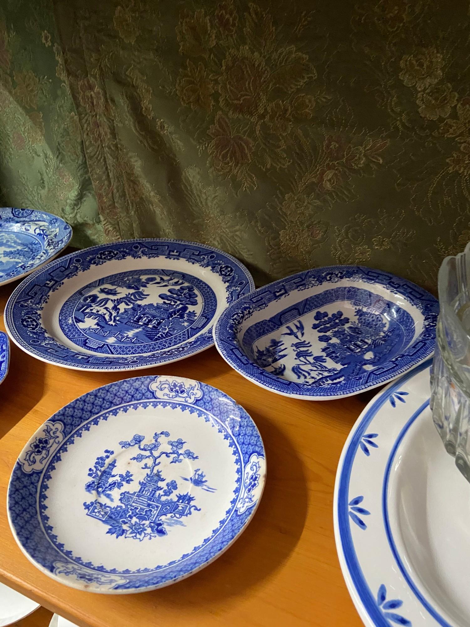 A Quantity of Porcelain blue and white dishes, plates and serving plates. Also includes A Large - Image 3 of 7