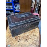 A Victorian leather bound and stud finish document travel box.