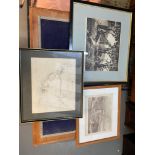 Dysart harbour print, old framed Dysart map and signed etching of Glen Derry.