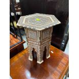 A Possible Liberty & Co mother of pearl inlaid small Hexagonal table.