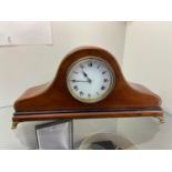 An Edwardian French mantel clock, Designed with a mahogany case and French time piece. [31cm in