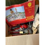 A Box containing a quantity of Tri-Ang railway items to includes carriages, track, Princess