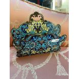 A Victorian Cloisonne ornate letter holder.