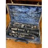 A Vintage ebony and plated Console Special Selmer London clarinet with travel case
