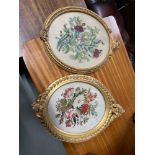 Two Regency moulded gilt frames fitted with regency tapestries