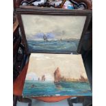 A lot of four various antique Nautical watercolour paintings by Richard Short.