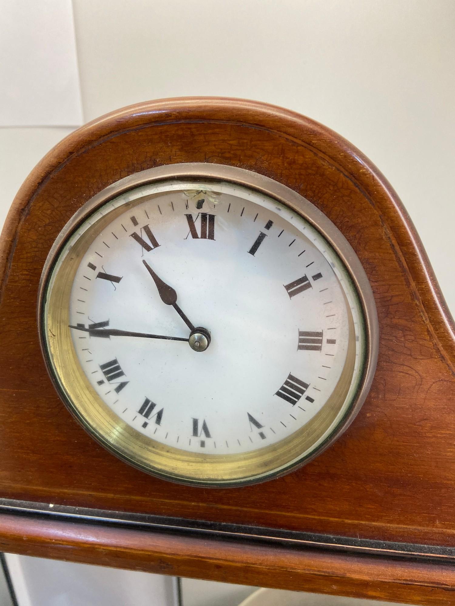 An Edwardian French mantel clock, Designed with a mahogany case and French time piece. [31cm in - Image 2 of 3