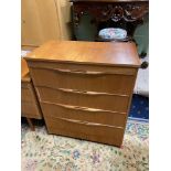 A Mid century teak chest of 4 drawers. [87x74x41cm]