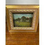 An original oil painting on board of a country scene landscape.
