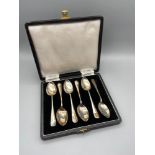 A Set of 6 boxed Sheffield silver tea spoons produced by William Yates Ltd.
