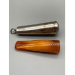 A Birmingham silver cheroot holder and amber cheroot.