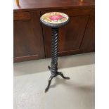 Antique barley twist torcher stand. Designed with ball and claw feet.