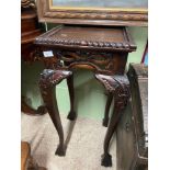 A Reproduction oriental style pot stand designed with Ball and claw feet supports.