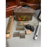 A Military ammunition box containing blank rounds, The lot also consists of blank rounds and