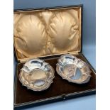 A Boxed set of two Sheffield silver bonbon dishes produced by James Dixon & Sons Ltd, Dated 1923.
