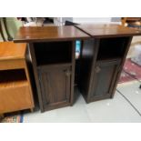 A Pair of Stained dark wood bedside cabinets.