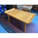 A Mid century teak pedestal lounge table. Made in Finland.