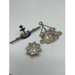 A Lot of three Military and navy badges and pendant. Edinburgh silver Australian Commonwealth