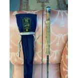 A Hardy brothers two piece 9ft carbon fibre Richard Walker fly rod and bag 'Farnbourgh'