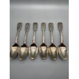 A Set of 6 Victorian London silver table spoons produced by Henry Holland and dated 1866 [282 Grams]