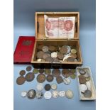 A Collection of silver coins and mixed world coins which includes 1928 Liberty Indian head Five